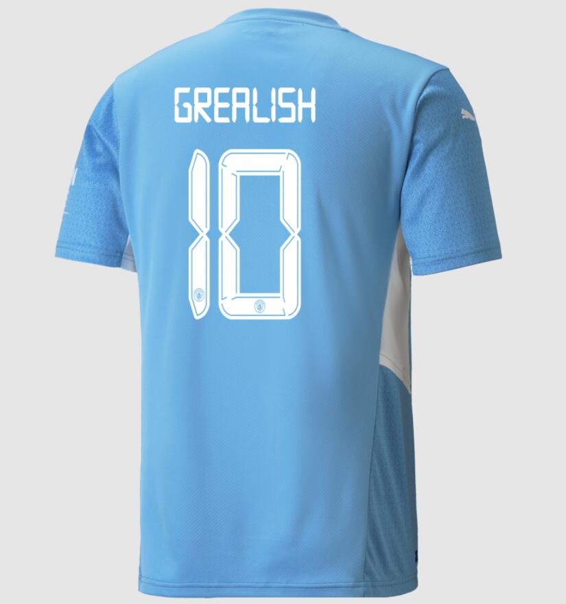 2021/22 Manchester City Home Kit Soccer Jersey with Jack Grealish 10 UCL printing